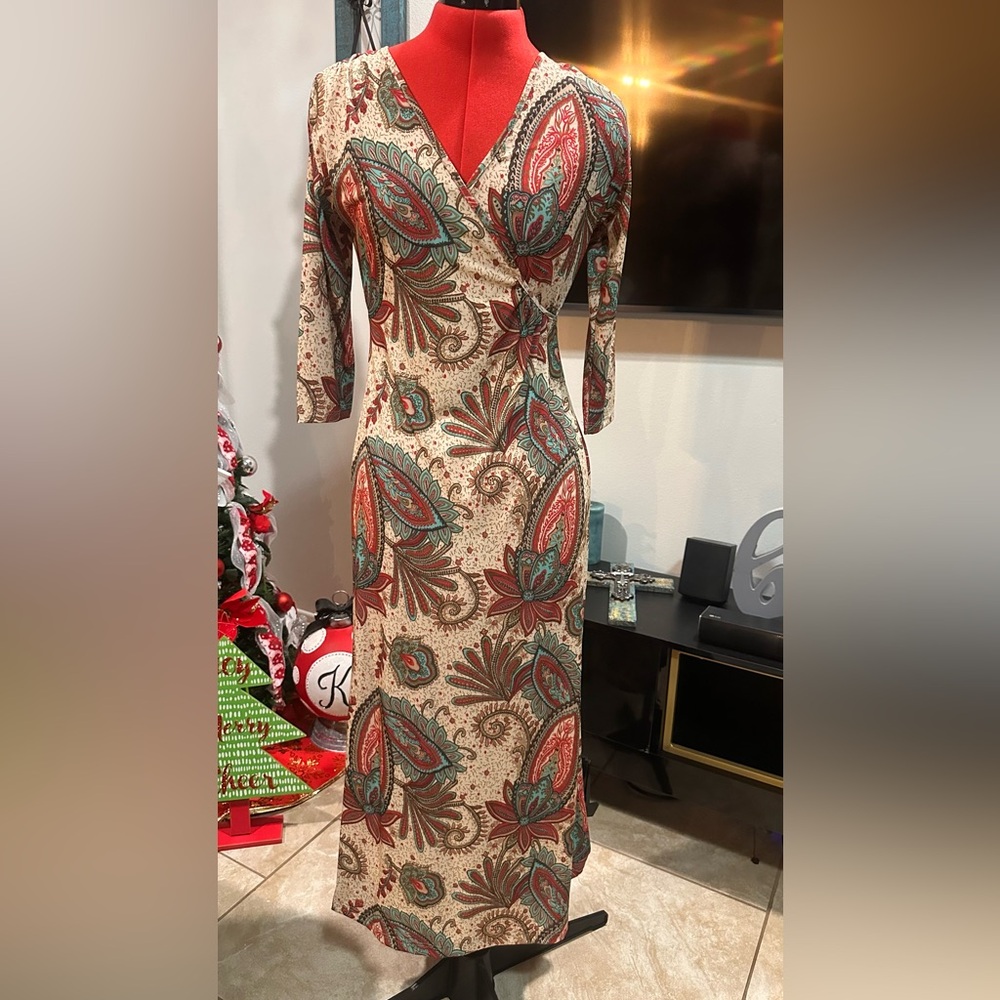 Paisley Print Wrap Dress